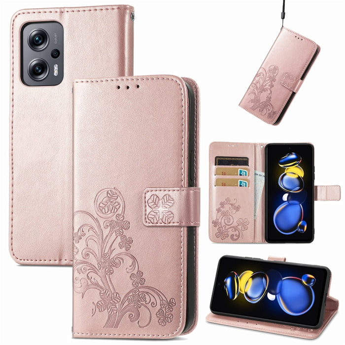 Estuche para teléfono de cuero con hebilla en relieve con cierre de cuatro hojas, For Samsung Galaxy S23 5G, For Samsung Galaxy S23+ 5G, For Samsung Galaxy S23 Ultra 5G, For Sony Xperia 5 IV, For Xiaomi Redmi A1, For Xiaomi Redmi Note 11T              ...