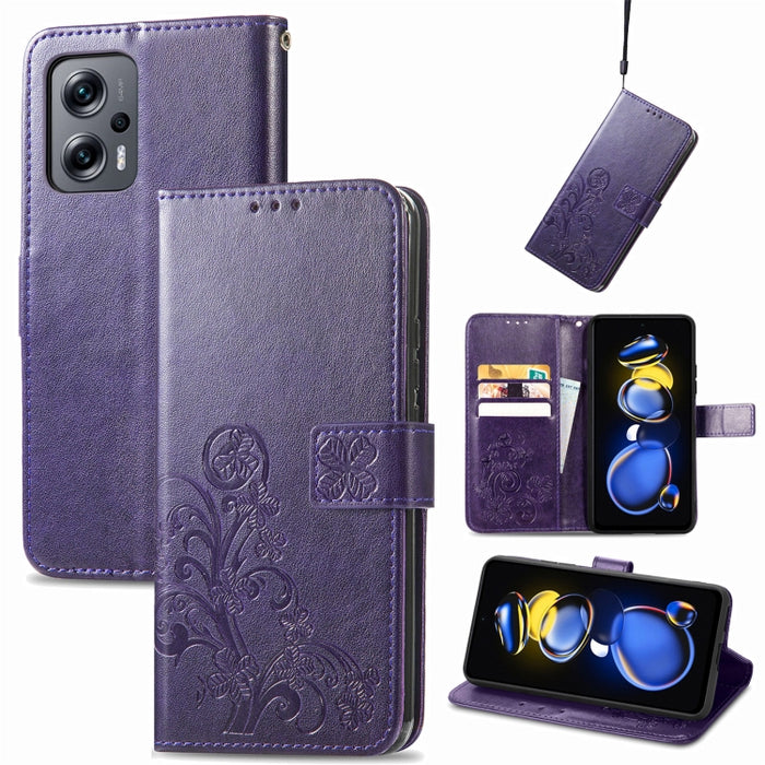 Estuche para teléfono de cuero con hebilla en relieve con cierre de cuatro hojas, For Samsung Galaxy S23 5G, For Samsung Galaxy S23+ 5G, For Samsung Galaxy S23 Ultra 5G, For Sony Xperia 5 IV, For Xiaomi Redmi A1, For Xiaomi Redmi Note 11T              ...