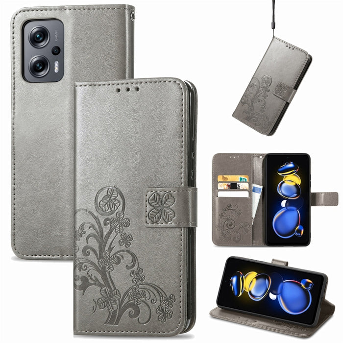 Estuche para teléfono de cuero con hebilla en relieve con cierre de cuatro hojas, For Samsung Galaxy S23 5G, For Samsung Galaxy S23+ 5G, For Samsung Galaxy S23 Ultra 5G, For Sony Xperia 5 IV, For Xiaomi Redmi A1, For Xiaomi Redmi Note 11T              ...