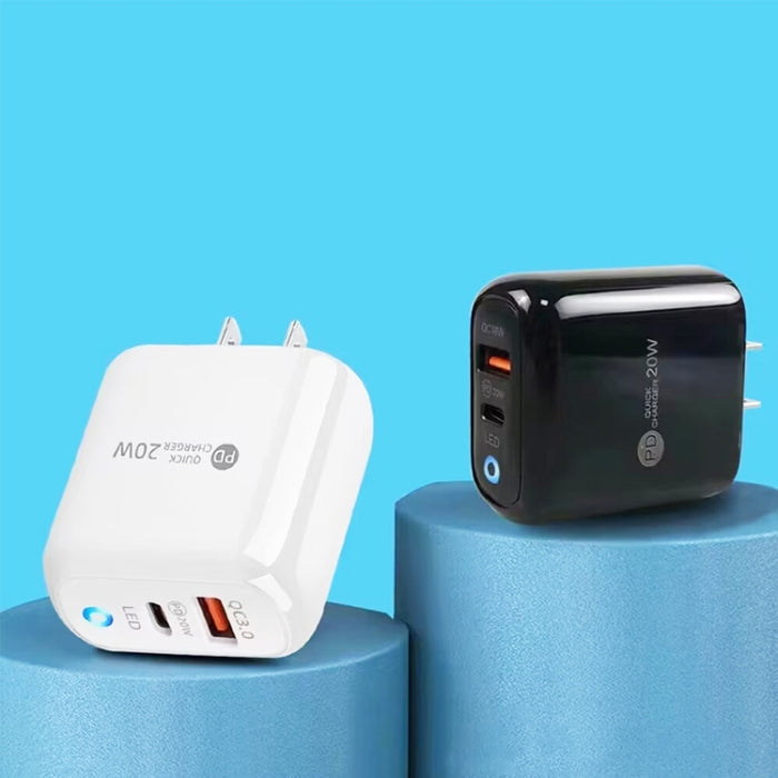 Cargador de teléfono móvil PD04 PD20W + QC18W con indicador LED, enchufe de EE. UU., US Plug