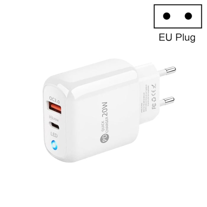 Cargador de teléfono móvil PD04 PD20W + QC18W con indicador LED, enchufe de la UE, EU Plug