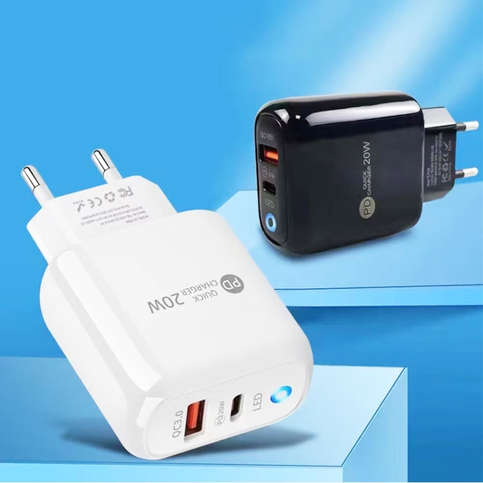 Cargador de teléfono móvil PD04 PD20W + QC18W con indicador LED, enchufe de la UE, EU Plug