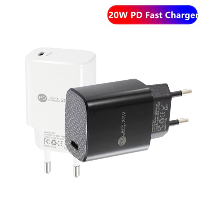 Cargador rápido PD11 Mini Single Port PD3.0 USB-C / Type-C 20W para iPhone / iPad Series, enchufe de la UE, EU Plug