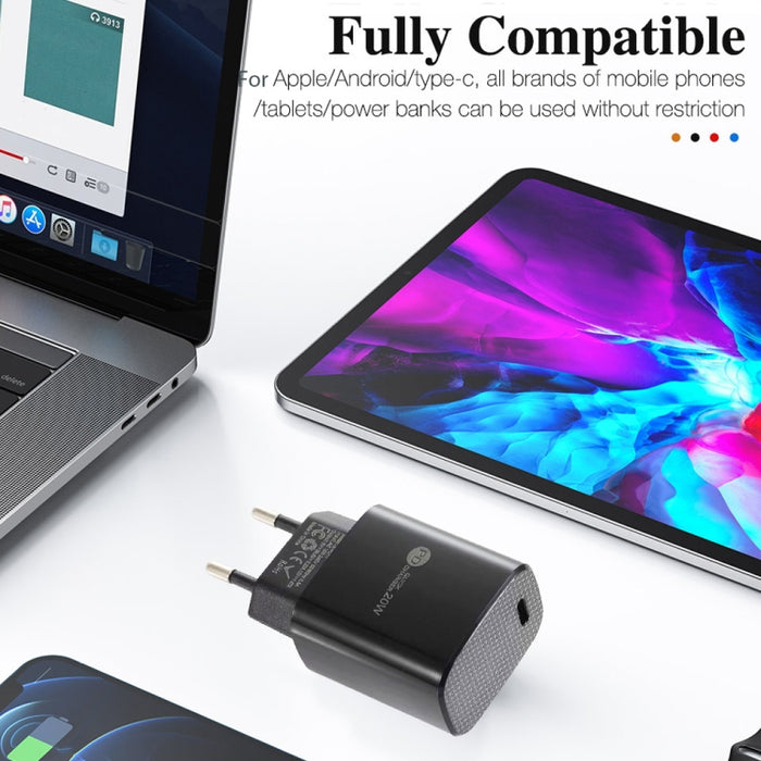 Cargador rápido PD11 Mini Single Port PD3.0 USB-C / Type-C 20W para iPhone / iPad Series, enchufe de la UE, EU Plug