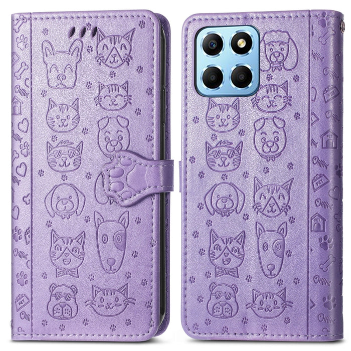 Estuche para teléfono de cuero en relieve lindo gato y perro, For Honor X8 5G, For Infinix Note 11, For Xiaomi Poco M5, For UMIDIGI A13S, For vivo T2X, For ZTE Blade A72 4G, For Huawei Mate 50 Pro