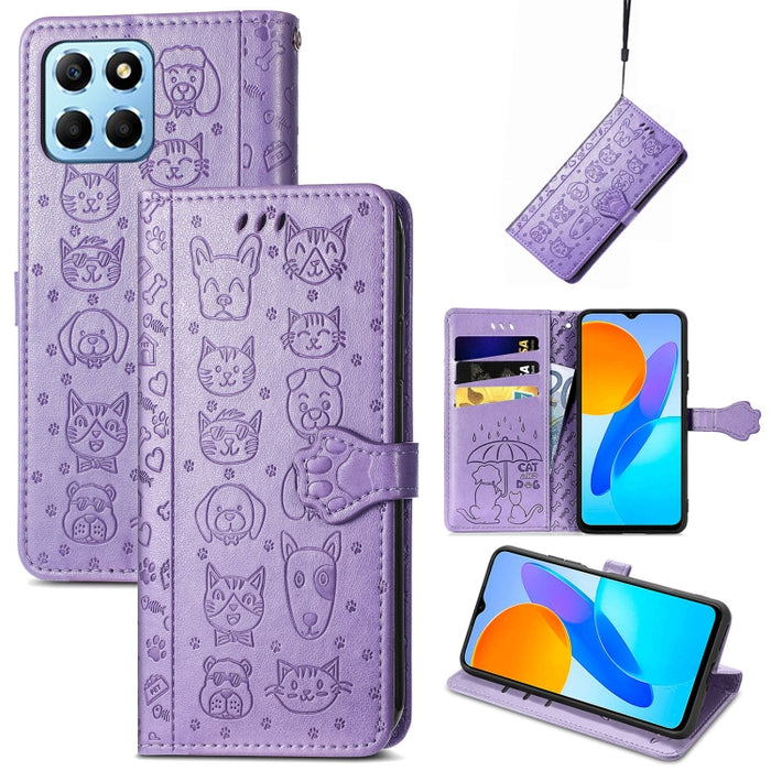 Estuche para teléfono de cuero en relieve lindo gato y perro, For Honor X8 5G, For Infinix Note 11, For Xiaomi Poco M5, For UMIDIGI A13S, For vivo T2X, For ZTE Blade A72 4G, For Huawei Mate 50 Pro