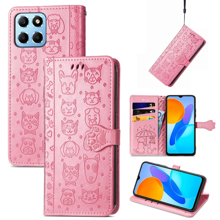 Estuche para teléfono de cuero en relieve lindo gato y perro, For Honor X8 5G, For Infinix Note 11, For Xiaomi Poco M5, For UMIDIGI A13S, For vivo T2X, For ZTE Blade A72 4G, For Huawei Mate 50 Pro