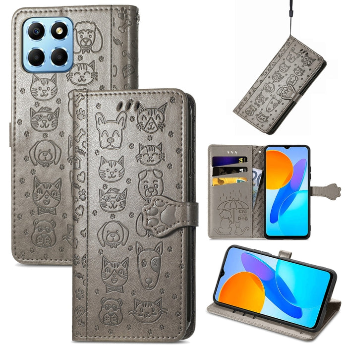Estuche para teléfono de cuero en relieve lindo gato y perro, For Honor X8 5G, For Infinix Note 11, For Xiaomi Poco M5, For UMIDIGI A13S, For vivo T2X, For ZTE Blade A72 4G, For Huawei Mate 50 Pro