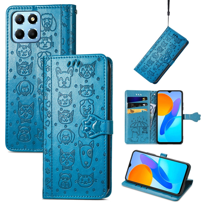 Estuche para teléfono de cuero en relieve lindo gato y perro, For Honor X8 5G, For Infinix Note 11, For Xiaomi Poco M5, For UMIDIGI A13S, For vivo T2X, For ZTE Blade A72 4G, For Huawei Mate 50 Pro