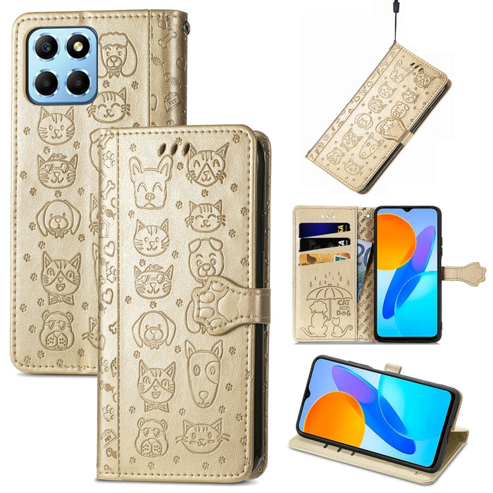 Estuche para teléfono de cuero en relieve lindo gato y perro, For Honor X8 5G, For Infinix Note 11, For Xiaomi Poco M5, For UMIDIGI A13S, For vivo T2X, For ZTE Blade A72 4G, For Huawei Mate 50 Pro