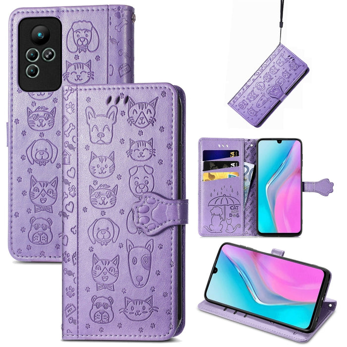 Estuche para teléfono de cuero en relieve lindo gato y perro, For Honor X8 5G, For Infinix Note 11, For Xiaomi Poco M5, For UMIDIGI A13S, For vivo T2X, For ZTE Blade A72 4G, For Huawei Mate 50 Pro