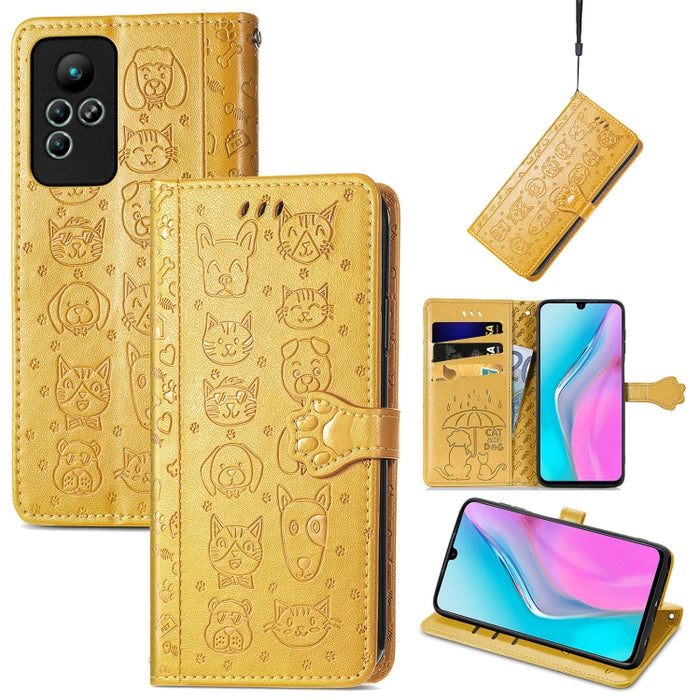 Estuche para teléfono de cuero en relieve lindo gato y perro, For Honor X8 5G, For Infinix Note 11, For Xiaomi Poco M5, For UMIDIGI A13S, For vivo T2X, For ZTE Blade A72 4G, For Huawei Mate 50 Pro