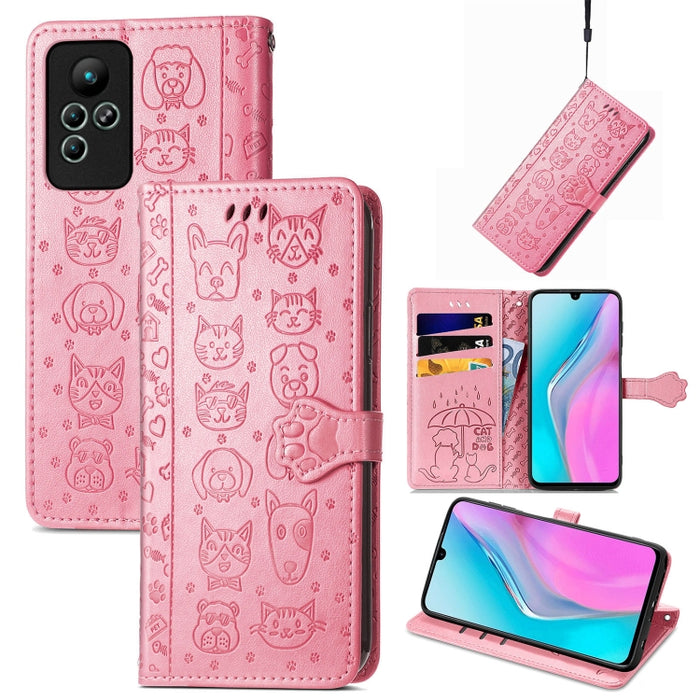 Estuche para teléfono de cuero en relieve lindo gato y perro, For Honor X8 5G, For Infinix Note 11, For Xiaomi Poco M5, For UMIDIGI A13S, For vivo T2X, For ZTE Blade A72 4G, For Huawei Mate 50 Pro
