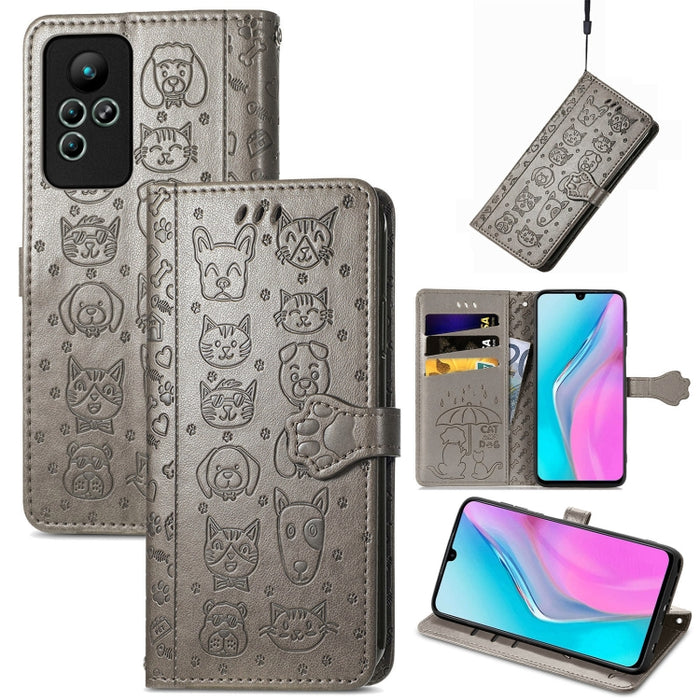 Estuche para teléfono de cuero en relieve lindo gato y perro, For Honor X8 5G, For Infinix Note 11, For Xiaomi Poco M5, For UMIDIGI A13S, For vivo T2X, For ZTE Blade A72 4G, For Huawei Mate 50 Pro