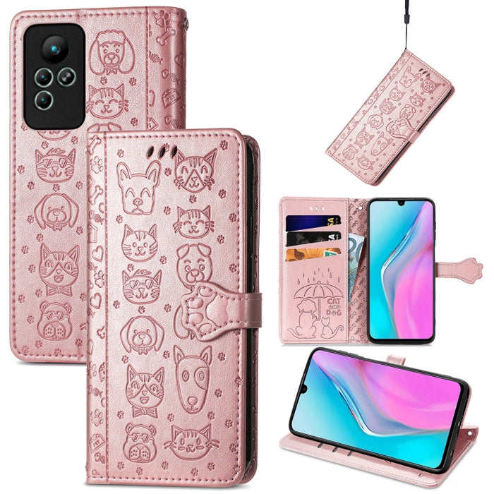 Estuche para teléfono de cuero en relieve lindo gato y perro, For Honor X8 5G, For Infinix Note 11, For Xiaomi Poco M5, For UMIDIGI A13S, For vivo T2X, For ZTE Blade A72 4G, For Huawei Mate 50 Pro