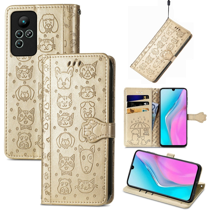 Estuche para teléfono de cuero en relieve lindo gato y perro, For Honor X8 5G, For Infinix Note 11, For Xiaomi Poco M5, For UMIDIGI A13S, For vivo T2X, For ZTE Blade A72 4G, For Huawei Mate 50 Pro