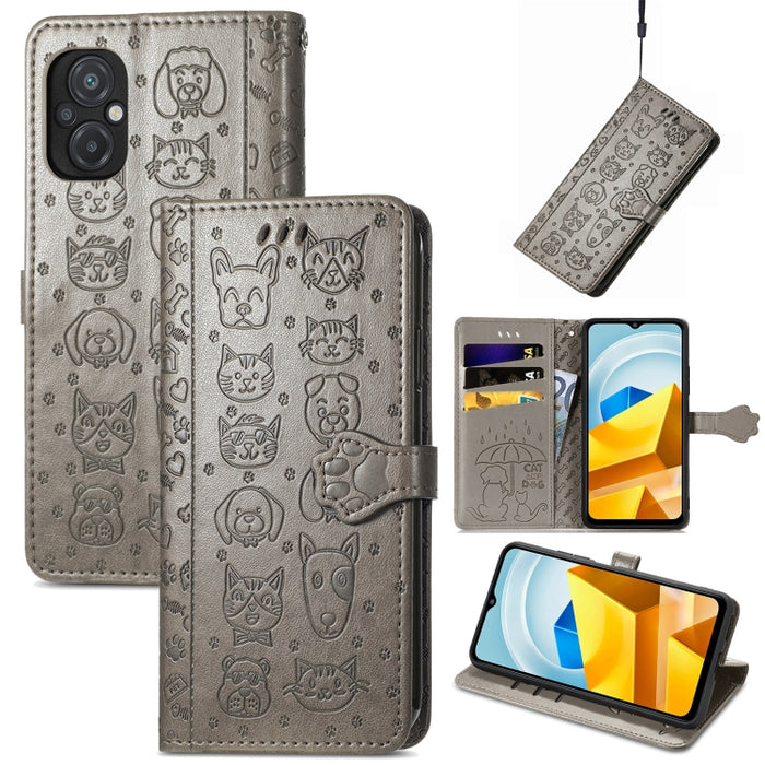 Estuche para teléfono de cuero en relieve lindo gato y perro, For Honor X8 5G, For Infinix Note 11, For Xiaomi Poco M5, For UMIDIGI A13S, For vivo T2X, For ZTE Blade A72 4G, For Huawei Mate 50 Pro