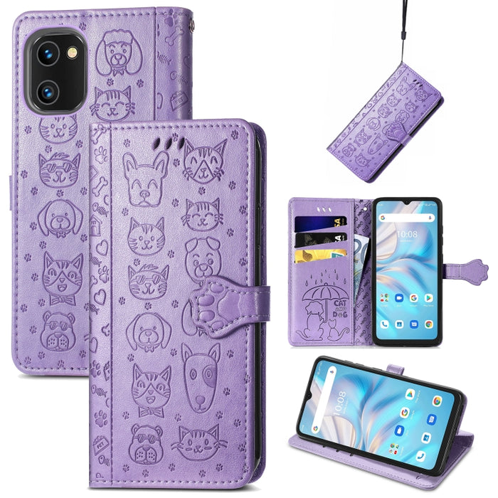 Estuche para teléfono de cuero en relieve lindo gato y perro, For Honor X8 5G, For Infinix Note 11, For Xiaomi Poco M5, For UMIDIGI A13S, For vivo T2X, For ZTE Blade A72 4G, For Huawei Mate 50 Pro