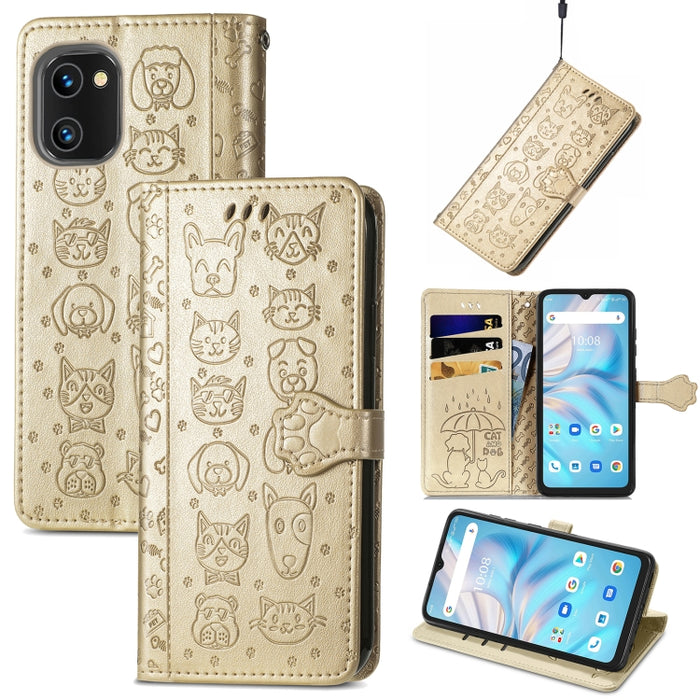 Estuche para teléfono de cuero en relieve lindo gato y perro, For Honor X8 5G, For Infinix Note 11, For Xiaomi Poco M5, For UMIDIGI A13S, For vivo T2X, For ZTE Blade A72 4G, For Huawei Mate 50 Pro