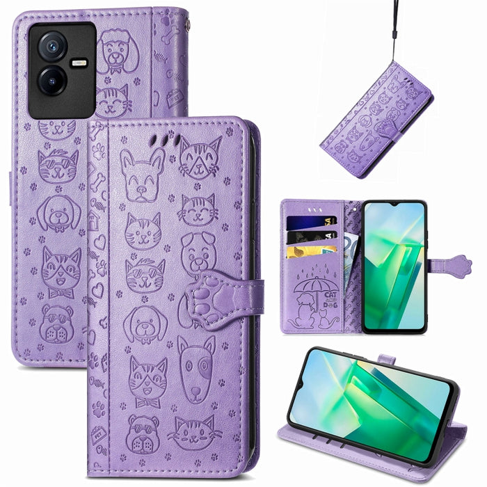 Estuche para teléfono de cuero en relieve lindo gato y perro, For Honor X8 5G, For Infinix Note 11, For Xiaomi Poco M5, For UMIDIGI A13S, For vivo T2X, For ZTE Blade A72 4G, For Huawei Mate 50 Pro