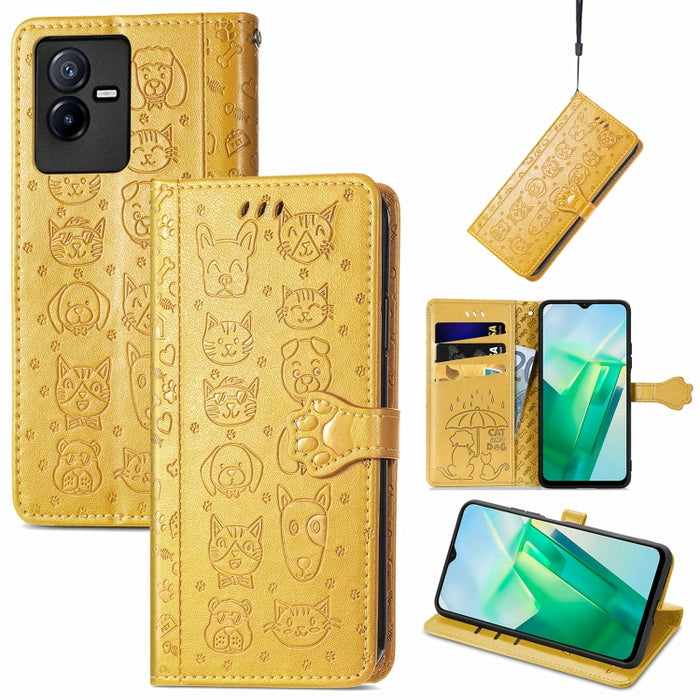 Estuche para teléfono de cuero en relieve lindo gato y perro, For Honor X8 5G, For Infinix Note 11, For Xiaomi Poco M5, For UMIDIGI A13S, For vivo T2X, For ZTE Blade A72 4G, For Huawei Mate 50 Pro