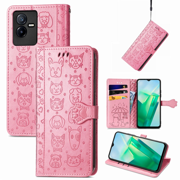 Estuche para teléfono de cuero en relieve lindo gato y perro, For Honor X8 5G, For Infinix Note 11, For Xiaomi Poco M5, For UMIDIGI A13S, For vivo T2X, For ZTE Blade A72 4G, For Huawei Mate 50 Pro