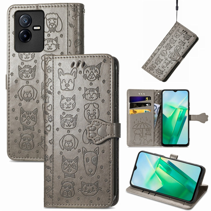 Estuche para teléfono de cuero en relieve lindo gato y perro, For Honor X8 5G, For Infinix Note 11, For Xiaomi Poco M5, For UMIDIGI A13S, For vivo T2X, For ZTE Blade A72 4G, For Huawei Mate 50 Pro