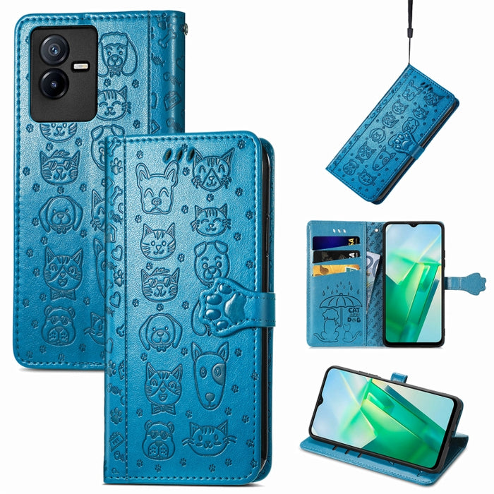 Estuche para teléfono de cuero en relieve lindo gato y perro, For Honor X8 5G, For Infinix Note 11, For Xiaomi Poco M5, For UMIDIGI A13S, For vivo T2X, For ZTE Blade A72 4G, For Huawei Mate 50 Pro