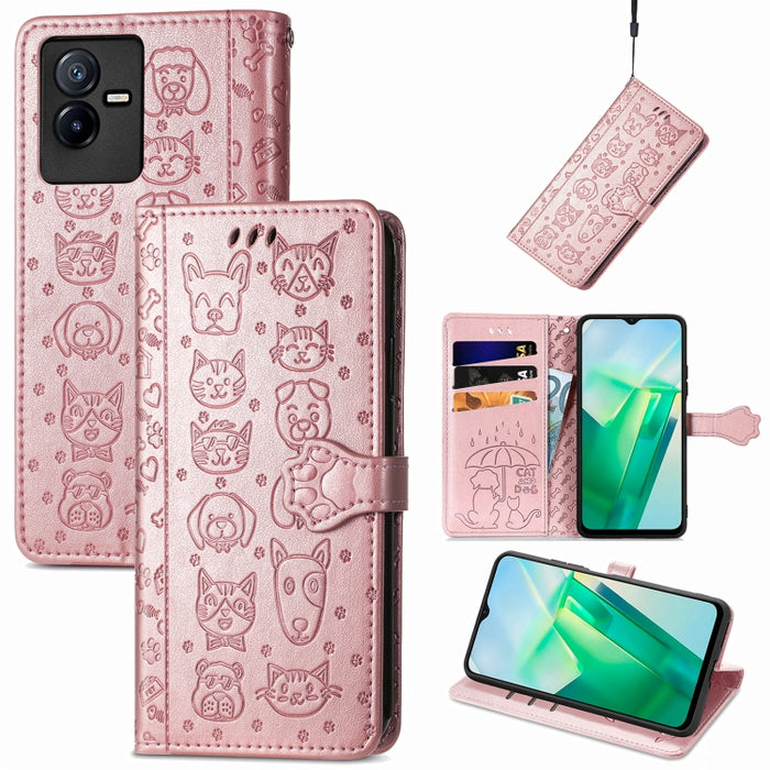 Estuche para teléfono de cuero en relieve lindo gato y perro, For Honor X8 5G, For Infinix Note 11, For Xiaomi Poco M5, For UMIDIGI A13S, For vivo T2X, For ZTE Blade A72 4G, For Huawei Mate 50 Pro