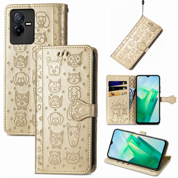 Estuche para teléfono de cuero en relieve lindo gato y perro, For Honor X8 5G, For Infinix Note 11, For Xiaomi Poco M5, For UMIDIGI A13S, For vivo T2X, For ZTE Blade A72 4G, For Huawei Mate 50 Pro