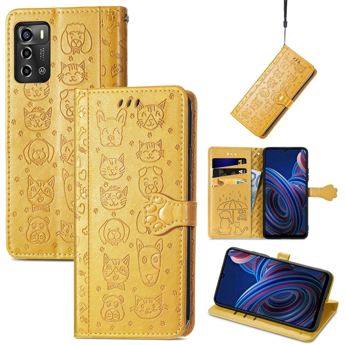 Estuche para teléfono de cuero en relieve lindo gato y perro, For Honor X8 5G, For Infinix Note 11, For Xiaomi Poco M5, For UMIDIGI A13S, For vivo T2X, For ZTE Blade A72 4G, For Huawei Mate 50 Pro