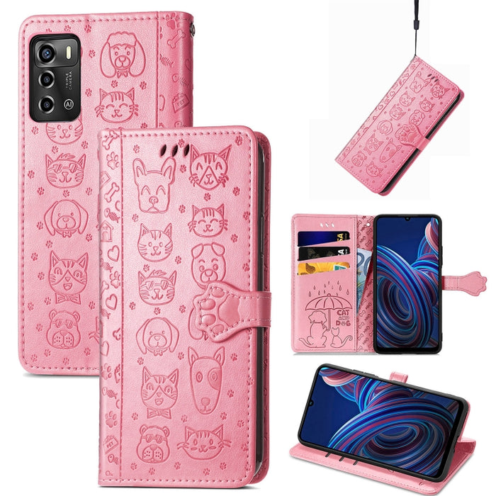 Estuche para teléfono de cuero en relieve lindo gato y perro, For Honor X8 5G, For Infinix Note 11, For Xiaomi Poco M5, For UMIDIGI A13S, For vivo T2X, For ZTE Blade A72 4G, For Huawei Mate 50 Pro