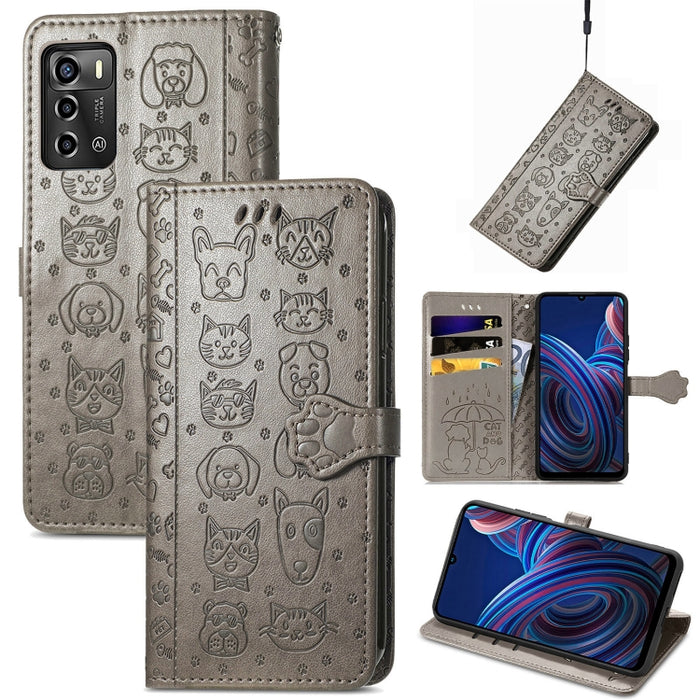 Estuche para teléfono de cuero en relieve lindo gato y perro, For Honor X8 5G, For Infinix Note 11, For Xiaomi Poco M5, For UMIDIGI A13S, For vivo T2X, For ZTE Blade A72 4G, For Huawei Mate 50 Pro