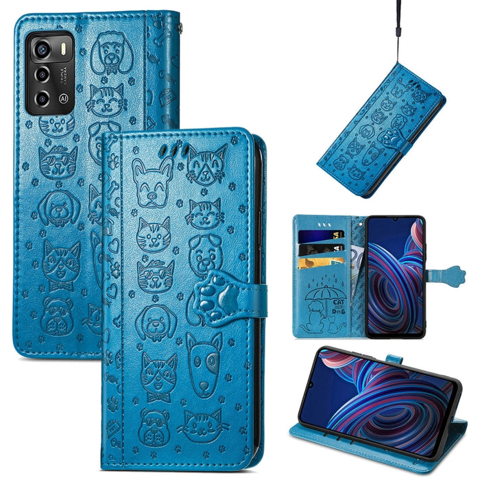 Estuche para teléfono de cuero en relieve lindo gato y perro, For Honor X8 5G, For Infinix Note 11, For Xiaomi Poco M5, For UMIDIGI A13S, For vivo T2X, For ZTE Blade A72 4G, For Huawei Mate 50 Pro
