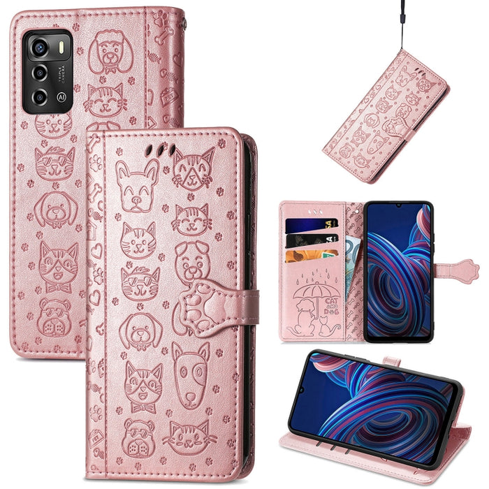 Estuche para teléfono de cuero en relieve lindo gato y perro, For Honor X8 5G, For Infinix Note 11, For Xiaomi Poco M5, For UMIDIGI A13S, For vivo T2X, For ZTE Blade A72 4G, For Huawei Mate 50 Pro