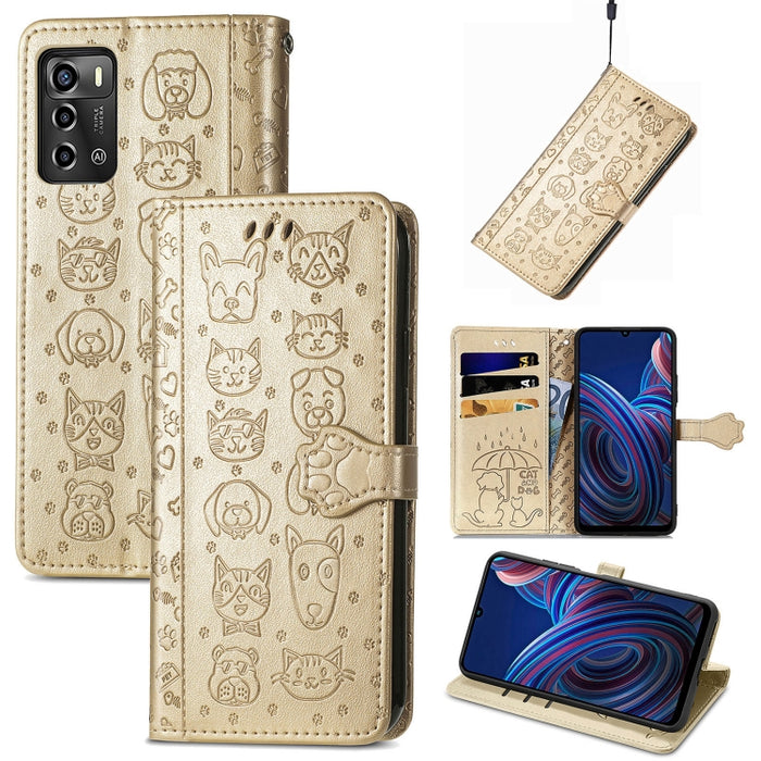 Estuche para teléfono de cuero en relieve lindo gato y perro, For Honor X8 5G, For Infinix Note 11, For Xiaomi Poco M5, For UMIDIGI A13S, For vivo T2X, For ZTE Blade A72 4G, For Huawei Mate 50 Pro