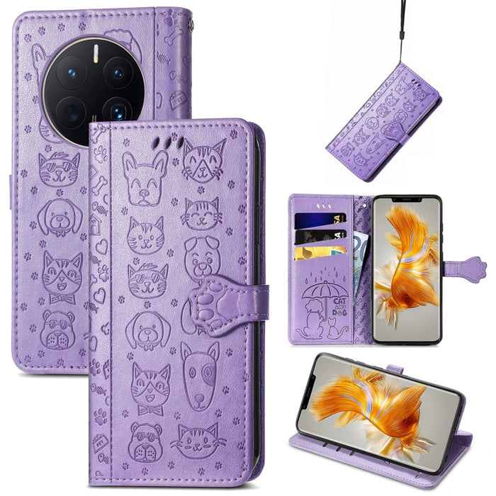 Estuche para teléfono de cuero en relieve lindo gato y perro, For Honor X8 5G, For Infinix Note 11, For Xiaomi Poco M5, For UMIDIGI A13S, For vivo T2X, For ZTE Blade A72 4G, For Huawei Mate 50 Pro