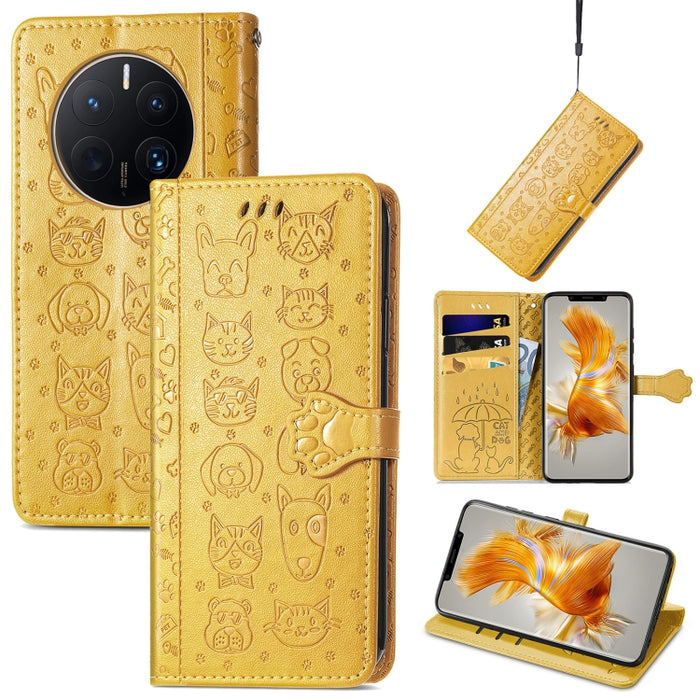 Estuche para teléfono de cuero en relieve lindo gato y perro, For Honor X8 5G, For Infinix Note 11, For Xiaomi Poco M5, For UMIDIGI A13S, For vivo T2X, For ZTE Blade A72 4G, For Huawei Mate 50 Pro