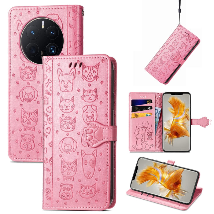 Estuche para teléfono de cuero en relieve lindo gato y perro, For Honor X8 5G, For Infinix Note 11, For Xiaomi Poco M5, For UMIDIGI A13S, For vivo T2X, For ZTE Blade A72 4G, For Huawei Mate 50 Pro