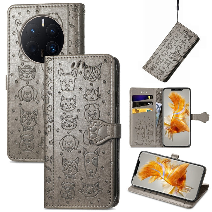 Estuche para teléfono de cuero en relieve lindo gato y perro, For Honor X8 5G, For Infinix Note 11, For Xiaomi Poco M5, For UMIDIGI A13S, For vivo T2X, For ZTE Blade A72 4G, For Huawei Mate 50 Pro