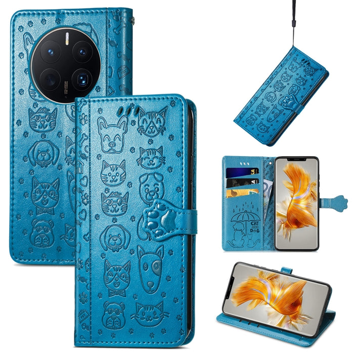 Estuche para teléfono de cuero en relieve lindo gato y perro, For Honor X8 5G, For Infinix Note 11, For Xiaomi Poco M5, For UMIDIGI A13S, For vivo T2X, For ZTE Blade A72 4G, For Huawei Mate 50 Pro