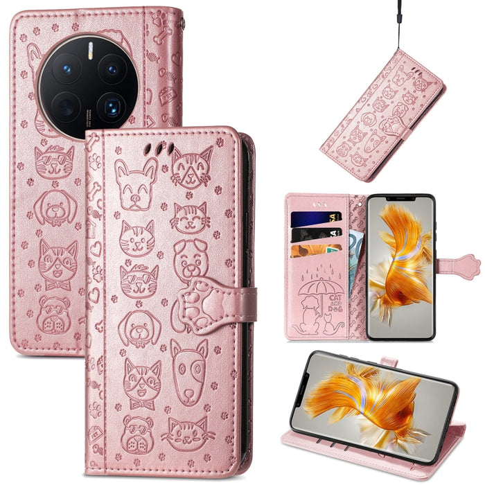Estuche para teléfono de cuero en relieve lindo gato y perro, For Honor X8 5G, For Infinix Note 11, For Xiaomi Poco M5, For UMIDIGI A13S, For vivo T2X, For ZTE Blade A72 4G, For Huawei Mate 50 Pro