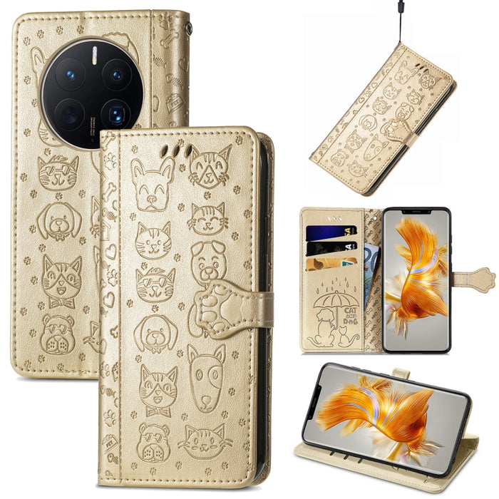 Estuche para teléfono de cuero en relieve lindo gato y perro, For Honor X8 5G, For Infinix Note 11, For Xiaomi Poco M5, For UMIDIGI A13S, For vivo T2X, For ZTE Blade A72 4G, For Huawei Mate 50 Pro