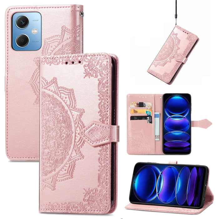 Estuche para teléfono de cuero en relieve Mandala Flower, For Xiaomi 13, For Xiaomi Redmi Note 12 5G, For Xiaomi Redmi Note 12 Pro 5G, For Xiaomi Redmi Note 12 Pro+ China, For Xiaomi 13 Pro, For Xiaomi Redmi Note 12 Discovery                           ...