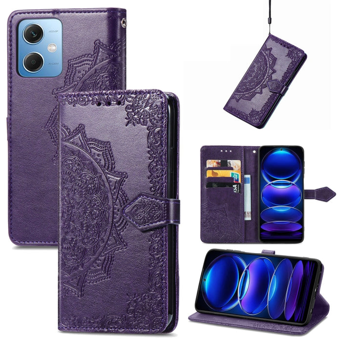 Estuche para teléfono de cuero en relieve Mandala Flower, For Xiaomi 13, For Xiaomi Redmi Note 12 5G, For Xiaomi Redmi Note 12 Pro 5G, For Xiaomi Redmi Note 12 Pro+ China, For Xiaomi 13 Pro, For Xiaomi Redmi Note 12 Discovery                           ...