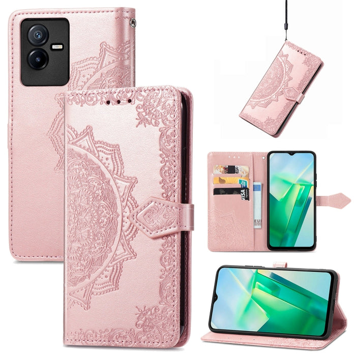 Estuche para teléfono de cuero en relieve Mandala Flower, For Xiaomi Poco X3 Pro, For Xiaomi Poco X4 GT, For Xiaomi Redmi Note 10S, For Asus Zenfone 9, For vivo T2X 5G, For vivo V23 5G, For vivo X80 Lite, For vivo X80 Pro