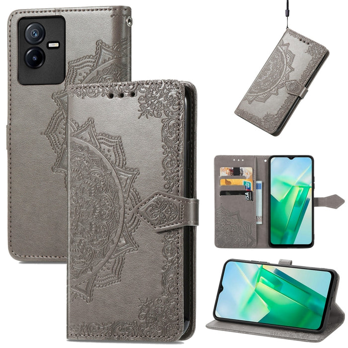 Estuche para teléfono de cuero en relieve Mandala Flower, For Xiaomi Poco X3 Pro, For Xiaomi Poco X4 GT, For Xiaomi Redmi Note 10S, For Asus Zenfone 9, For vivo T2X 5G, For vivo V23 5G, For vivo X80 Lite, For vivo X80 Pro
