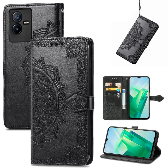 Estuche para teléfono de cuero en relieve Mandala Flower, For Xiaomi Poco X3 Pro, For Xiaomi Poco X4 GT, For Xiaomi Redmi Note 10S, For Asus Zenfone 9, For vivo T2X 5G, For vivo V23 5G, For vivo X80 Lite, For vivo X80 Pro