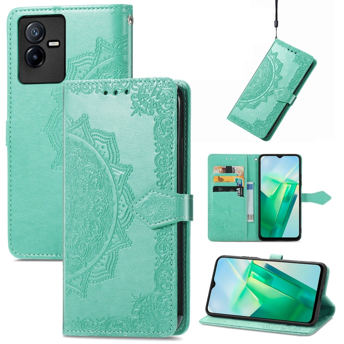 Estuche para teléfono de cuero en relieve Mandala Flower, For Xiaomi Poco X3 Pro, For Xiaomi Poco X4 GT, For Xiaomi Redmi Note 10S, For Asus Zenfone 9, For vivo T2X 5G, For vivo V23 5G, For vivo X80 Lite, For vivo X80 Pro