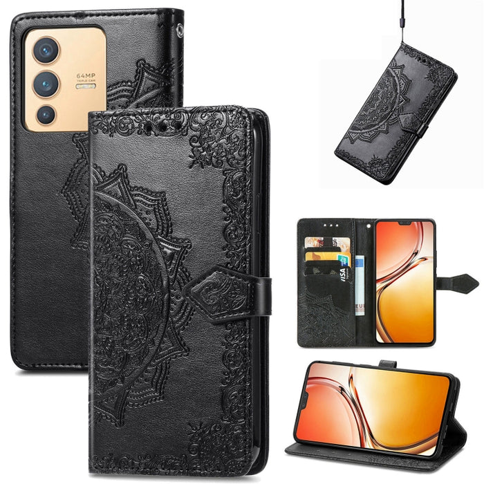 Estuche para teléfono de cuero en relieve Mandala Flower, For Xiaomi Poco X3 Pro, For Xiaomi Poco X4 GT, For Xiaomi Redmi Note 10S, For Asus Zenfone 9, For vivo T2X 5G, For vivo V23 5G, For vivo X80 Lite, For vivo X80 Pro